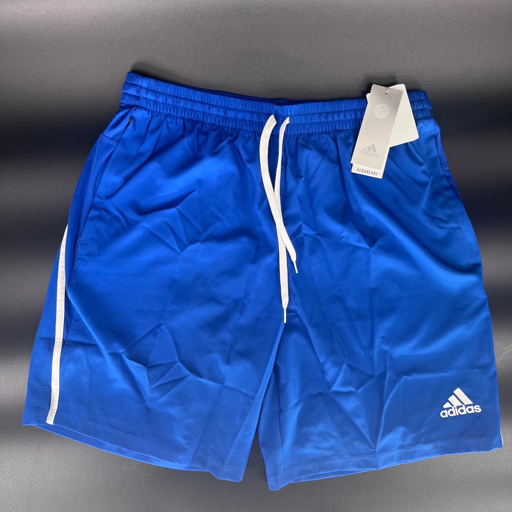 Adidas TI 3S Shorts Mens Size L Blue White‎ AEROREADY Athletic Gym Training